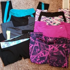 Lot of 6 girl's active capri leggings